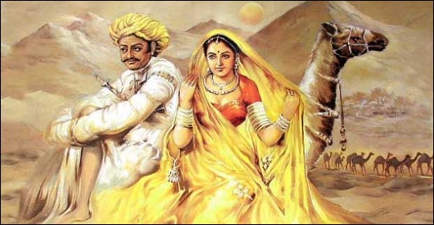 A Rajputana painting potraying a rajasthani couple