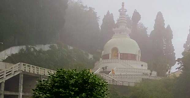  94 feet tall Peace Pagoda in Darjeeling