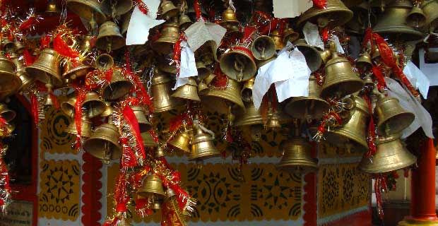 Devotees offer Golu Devtaa bells and sacrifice animals after the fulfillment of their wishes
