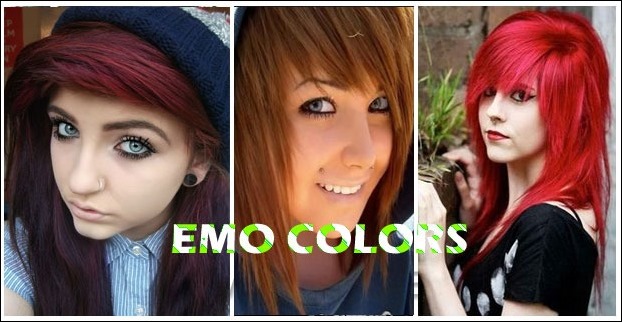 Red , Purple and Brown are the three main colors used in Emo style