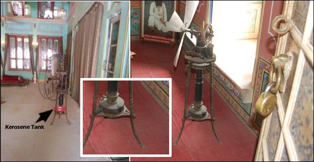 Kerosene operated fan in Udaipur Palace is an important tourist attraction