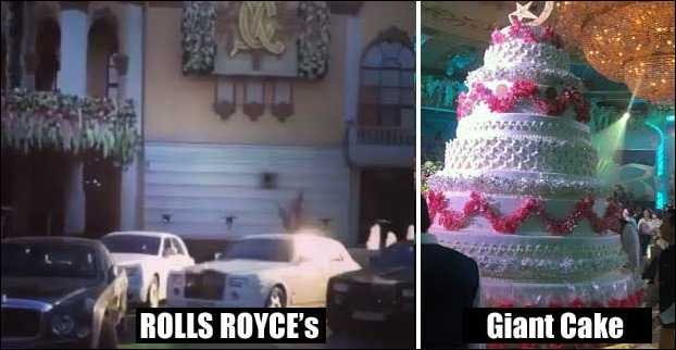 Guests were ferried with Rolls Royces at the marriage