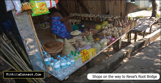 Small shops near living root bridge of Riwai
