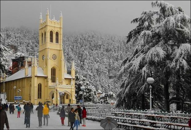Christ Church in Shimla after Snowfall