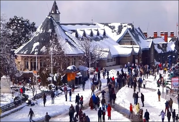 Mall Road in Shimla After Snowfall