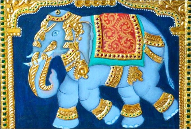 Tanore paintings use expensive stones and jems in decoration along with gold plating work