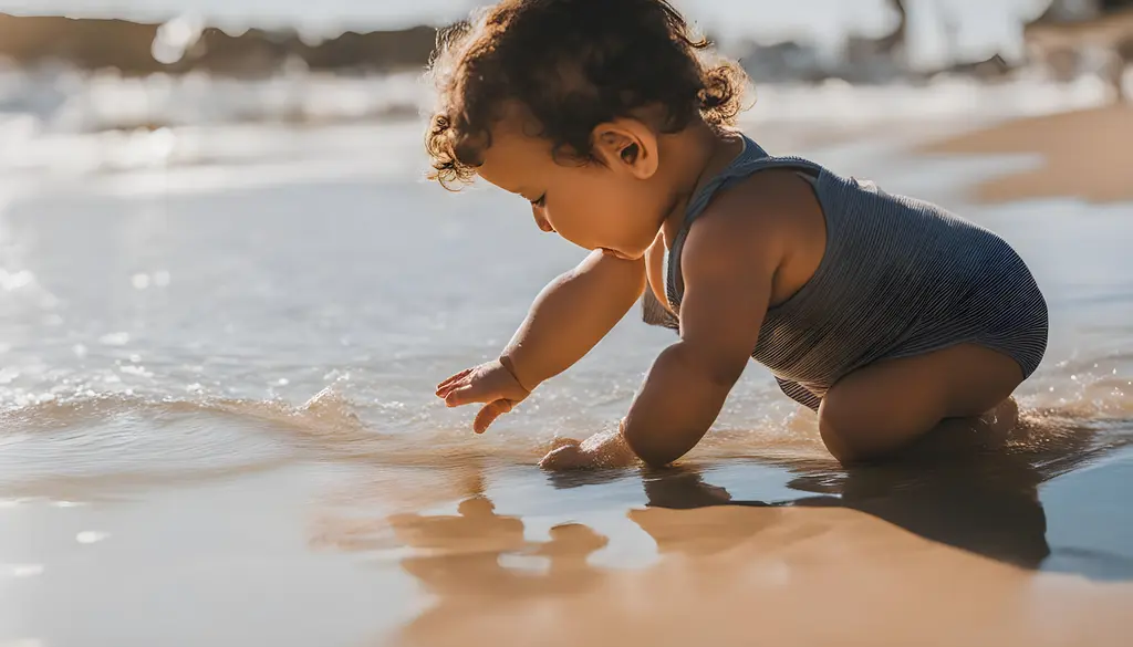 Give your babies beach toys to play in shallow water
