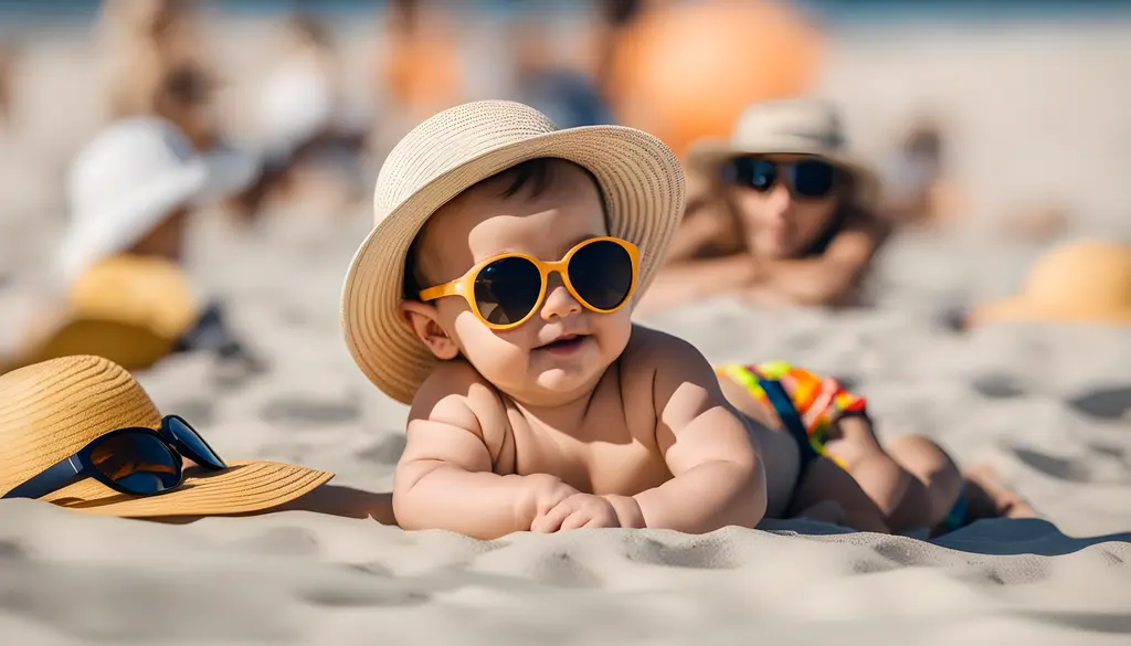 Babies need sun protection on the beach